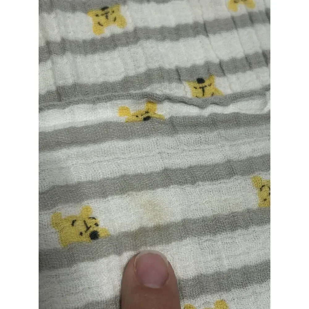Disney Baby Aden + Anais Winnie The Pooh Gray Stripes Cotton Muslin Blanket